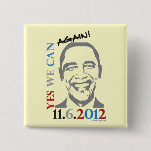 OBAMA Ja, we kunnen het in 2012 opnieuw doen Vierkante Button 5,1 Cm