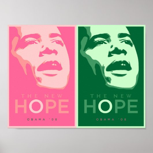Obama - Le nouvel espoir rose et vert affiche (Devant)