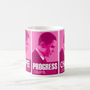 Obama - l'espoir, progrès, changent la tasse rose