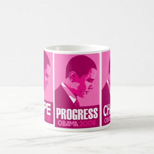 Obama - l'espoir, progrès, changent la tasse rose (Centre)