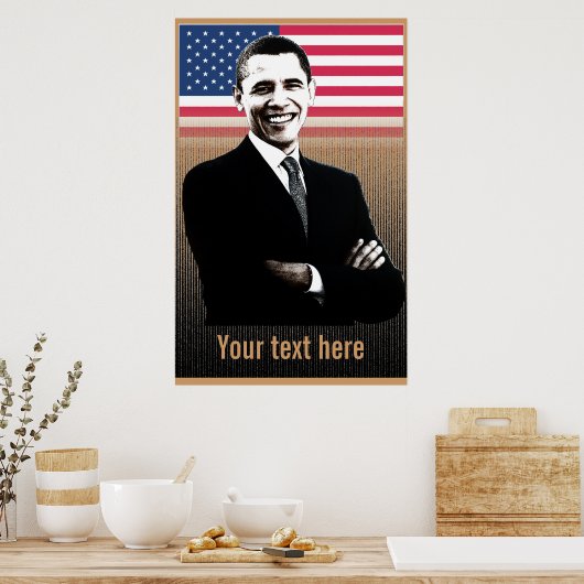 Obama met tekst - Poster - sjabloon (Keuken)