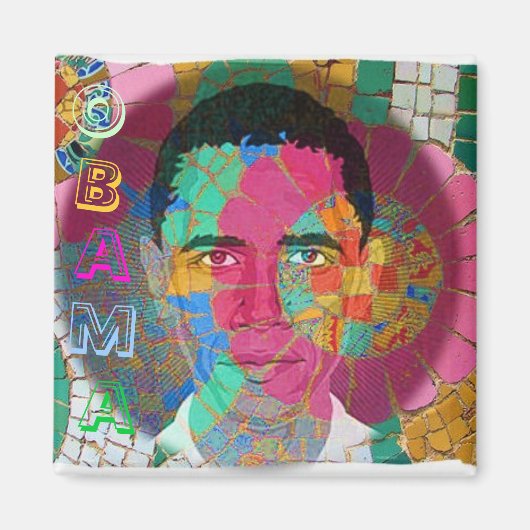 Obama Mosaic Magnet Carré (Devant)