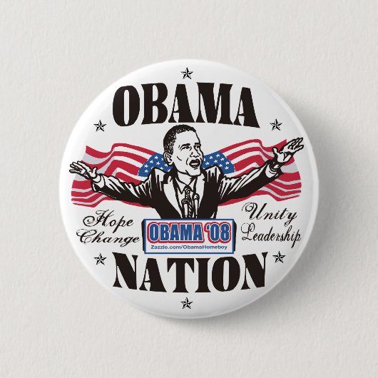 Obama Nation Cartoon Button  (Voorkant)