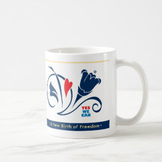 Obama - OUI NOUS POUVONS, tasse des fleurs 1-20-09