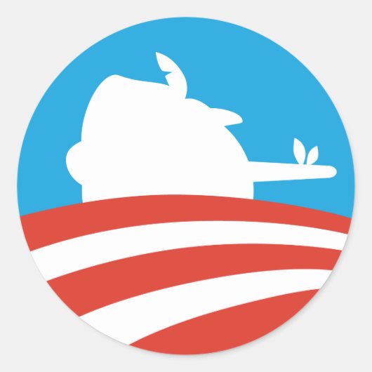 Obama Pinocchio Logo Ronde Sticker (Voorkant)