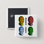 Obama Pop Art Vierkante Button 5,1 Cm (Voorkant /achterkant)