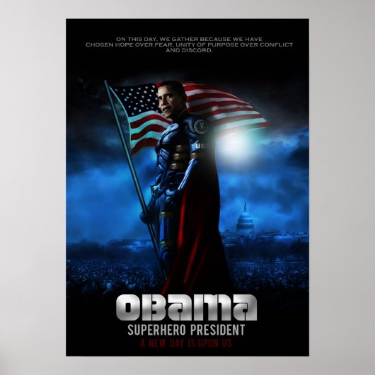 OBAMA POSTER Super Hero Président (Devant)