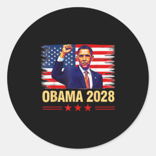 Obama President 2028 Obama Retro Flag Amer Ronde Sticker