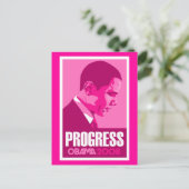 Obama - Progress Dark Pink Briefkaart (Staand voorkant)