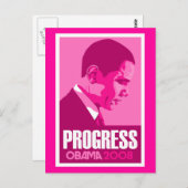 Obama - Progress Dark Pink Briefkaart (Voorkant / Achterkant)