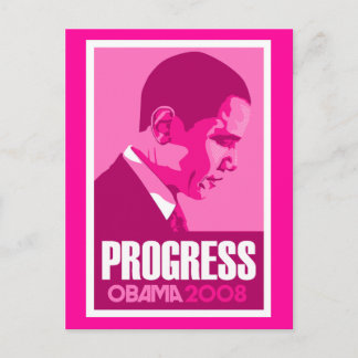 Obama - Progress Dark Pink Briefkaart