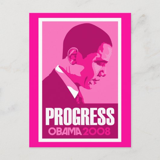 Obama - Progress Dark Pink Briefkaart (Voorkant)