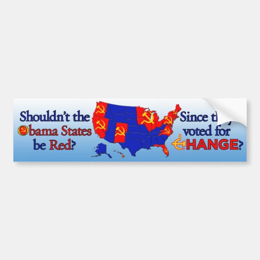 Obama - Red States Reverse Elec Map Bumpersticker (Voorkant)