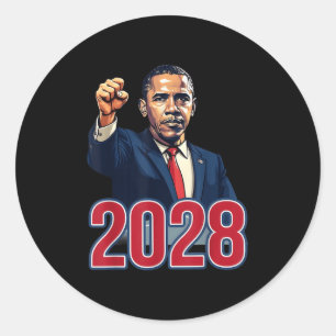 Obama  Retro Patriottische 2028 Politieke Prote Ronde Sticker