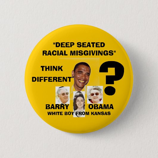 OBAMA? RONDE BUTTON 5,7 CM (Voorkant)
