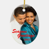 Obama Seasons Greetings Keramisch Ornament (Voorkant)