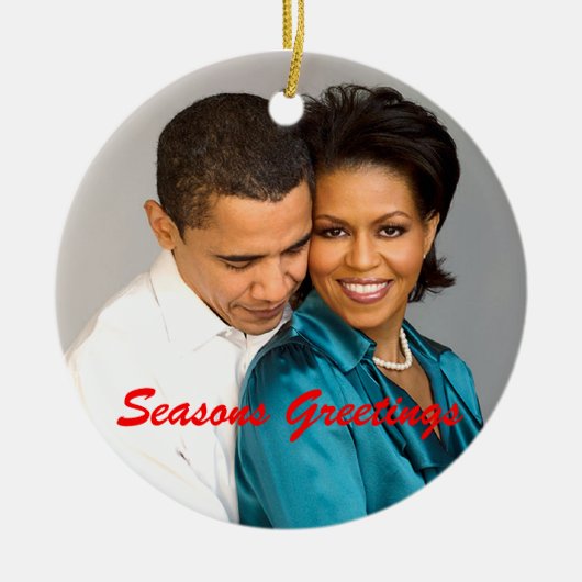 Obama Seasons Greetings Keramisch Ornament (Voorkant)