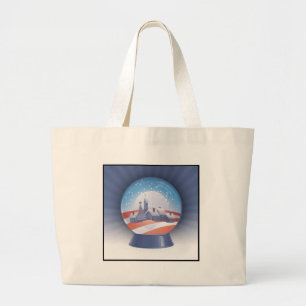 obama snow wereldbol grote tote bag