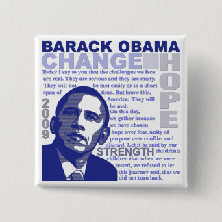 Obama Speech Vierkante Button 5,1 Cm