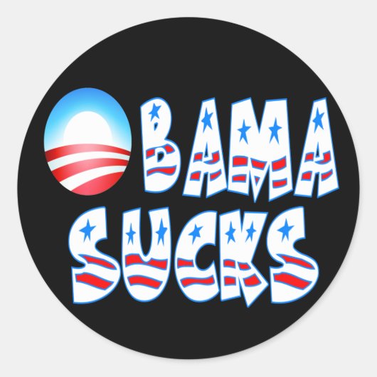 Obama Sucks Ronde Sticker (Voorkant)