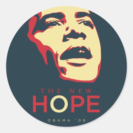 obama_the_new_hope_redblue_1024px ronde sticker (Voorkant)