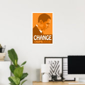 Obama - Verander Oranje Poster donker (Thuiskantoor)