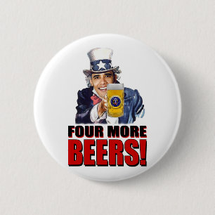 Obama - Vier Bieren Meer Ronde Button 5,7 Cm