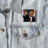 Obama-Wave Vierkante Button 5,1 Cm (In situ)