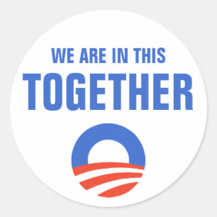 Obama we zitten hier samen in een kruitvat ronde sticker