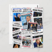 Obama wins 2012 Newspaper Collage Briefkaart (Voorkant / Achterkant)