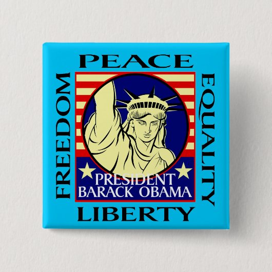 OBAMA WINT! VIERKANTE BUTTON 5,1 CM (Voorkant)