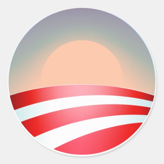 Obama zonsondergang ronde sticker (Voorkant)