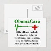 ObamaCare-bijwerkingen Briefkaart (Voorkant / Achterkant)
