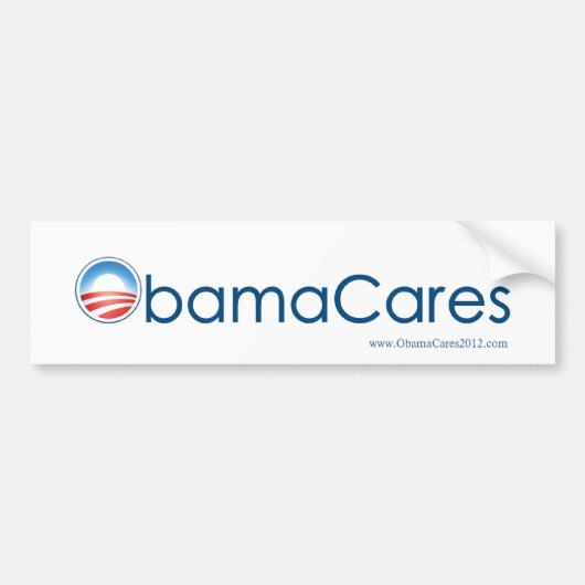 ObamaCares Bumpersticker (blauw op wit) (Voorkant)