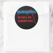 Obamanomics - Hij loog en de economie stierf Ronde Sticker (Tas)
