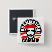 Obamination Commie Vierkante Button 5,1 Cm (Voorkant /achterkant)