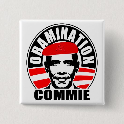 Obamination Commie Vierkante Button 5,1 Cm (Voorkant)