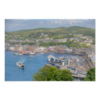 Oban Harbor Aerial uit Pulpit Hill Foto Afdruk