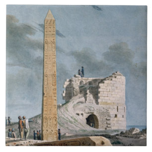 Obelisk van Cleopatra (w/c op papier) Tegeltje