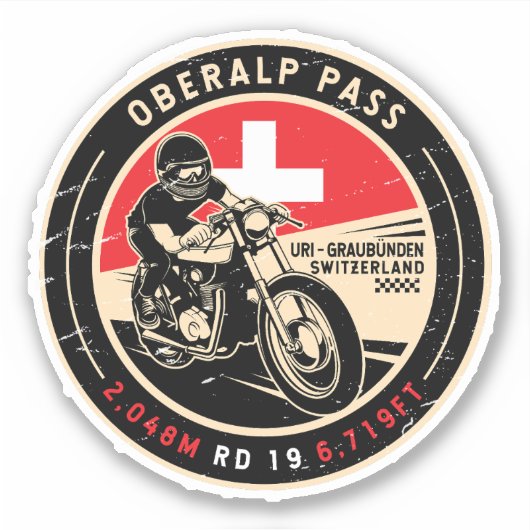 Oberalp Pass | Zwitserland | Motorfiets Sticker (Voorkant)