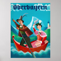 Oberbayern Haute Bavière Allemagne Poster vintage