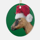 Oberhasli Chèvre Santa Hat Ornement de Noël (Gauche)