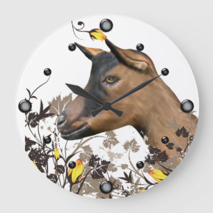 Oberhasli Dairy Goat Painting Bloemen Muur Klok