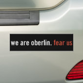 Oberlin: angst voor ons Bumpersticker (Op auto)