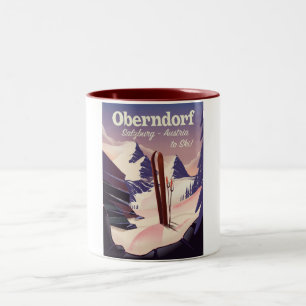Oberndorf,Salzburg,Oostenrijk, skiposter Tweekleurige Koffiemok