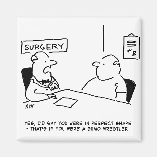 Obesitas Sumo Cartoon Magneet (Voorkant)