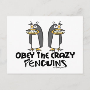 Obey de gekke pinguïns! briefkaart