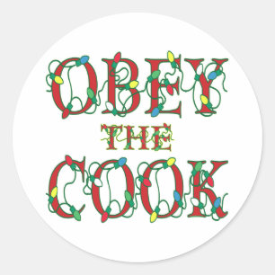 Obey the Cook Gezegde Holiday Lights Ronde Sticker