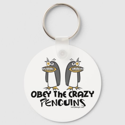 Obey The Crazy Penguins Cartoon Sleutelhanger (Voorkant)