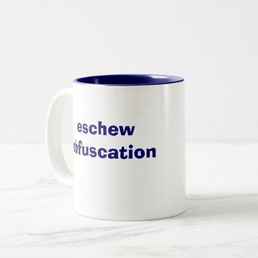 obfuscatie van eschew tweekleurige koffiemok (Voorkant links)